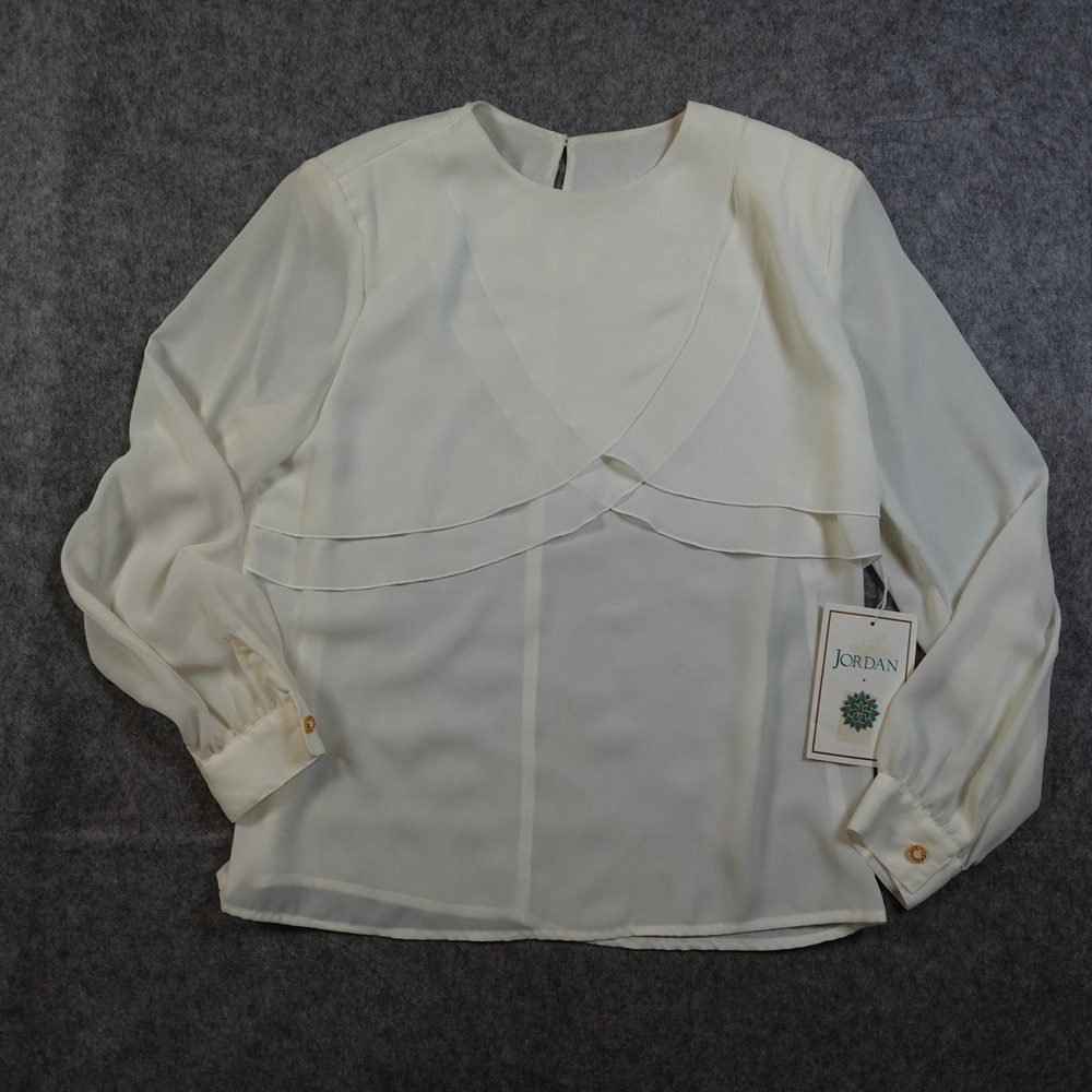Vintage‎ Jordan Top Womens 10 NWT Chiffon Ruffle Victorian Fairy Coquette White